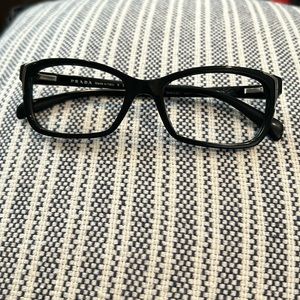 Prada rectangle black prescription glasses, no lenses